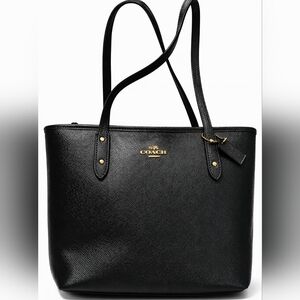 🖤 Coach Small City Tote | Midnight Navy / Black Crossgrain Leather | Gold HW